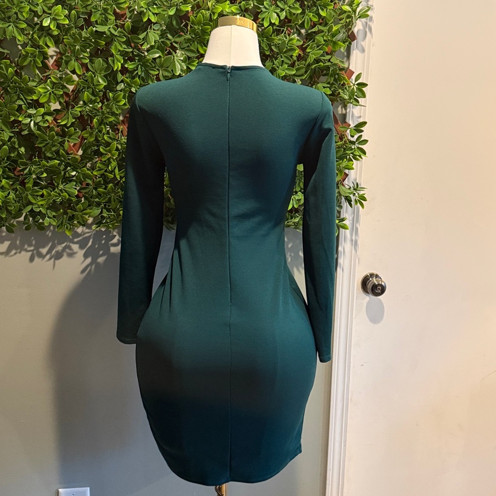 Make it Hot Green Long Sleeve Plunge V-Neck Cocktail Dress - Picture 10 of 13